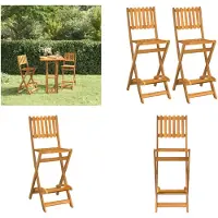 vidaXL Tabourets de bar de jardin 2 pièces pliables en bois massif d'acacia - Tabourets de bar - Chaises de bar - Chaises - Chaises de bistrot