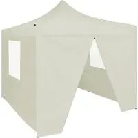 Prolenta Maison Exclusive - Tente de réception professionnelle pliable avec 4 parois latérales, 2 × 2 m, acier, couleur crème