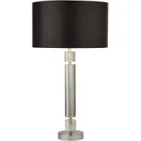 Searchlight chrome/GLASS Lampe de table avec SHADE SILVER INNER noir