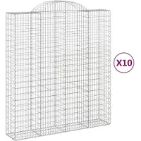 vidaXL Gabions avec arc surélevé 10pcs 200x50x220/240cm Fer galvanisé