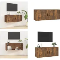 vidaXL Armoire TV murale chêne fumé 100x34,5x40 cm - Meuble TV mural - Meubles TV muraux - Armoire TV - Console TV
