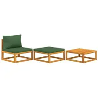 Syfax Salon de jardin 3 pcs avec coussins bois massif d'acacia