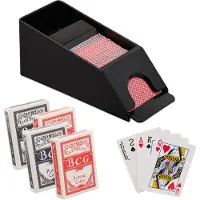 Relaxdays , distributeur de cartes, distributeur à 4 jeux, accessoires de blackjack, plastique, H x L x P : 10 x 10 x 25 cm, noir
