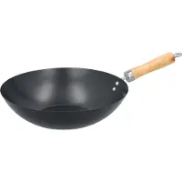 Alpina Wok ¿30CM avec Revêtement Antiadhésif en Acier Inoxydable avec Manche en Bois - Noir
