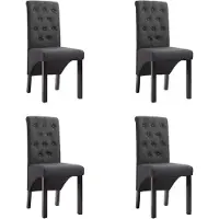 Syfax Chaises à manger lot de 4 gris foncé tissu