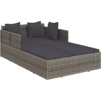 Syfax Chaise longue avec coussins gris 182x118x63 cm résine tressée