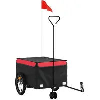 Syfax Remorque de vélo noir et rouge 45 kg fer