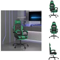 vidaXL Chaise de jeu avec repose-pieds Noir et vert Similicuir - Fauteuil de jeu