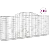 vidaXL Gabions avec arc surélevé 10 pcs 300x30x120/140cm Fer galvanisé