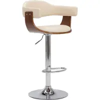 Syfax Tabourets de bar lot de 2 crème bois courbé et similicuir