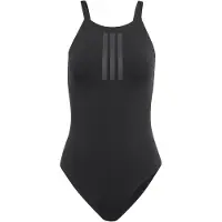 Adidas Maillot de bain sport '3-STRIPES HIGH NECK 2-WAY STRAPS PEACHSOFT' gris foncé / noir