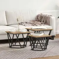 vidaXL Table basse design 3 pcs chêne artisanal 50 x 50 x 40 cm - Tables basses 2025 Nouveau1135845 1parcel