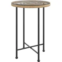 Syfax Table de salle à manger Ø55 cm Verre trempé et acier