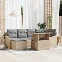 Prolenta Maison Exclusive - Ensemble de canapé de jardin pour 7 personnes. Rotin synthétique beige et gris clair