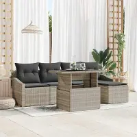 Prolenta Maison Exclusive - Ensemble de canapé de jardin pour 6 personnes, gris clair, en résine tressée