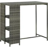 Prolenta Maison Exclusive - Table de bar avec étagère Gris 120 x 60 x 110 cm en rotin synthétique