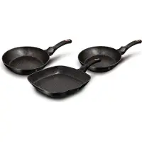 Berlinger Haus Black Rose set de poêles à frire + poêle à griller 20-24-28cm induction aluminium antiadhésif noir
