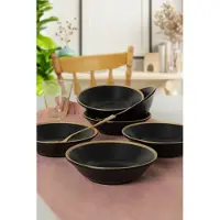 Hermia Concept , ST042306F956A841700MACD700, set de 6 assiettes, 100 % CÉRAMIQUE, noir, 18 cm