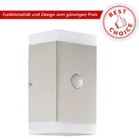 Eglo 75546 CARPINERA LED Applique murale d'extérieur 2X4,6W Capteur acier inoxydable Blanc chaud IP44