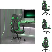 vidaXL Chaise de jeu avec massage & repose-pieds Noir & Vert Similicuir - Fauteuil de jeu