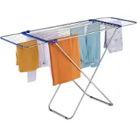 Relaxdays Portemanteau extensible Pliable Acier inoxydable Longueur Porte-séchoir