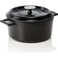 WAS Germany LAVA Casserole avec couvercle en fonte émaillée Noir de 4,5 litres