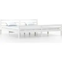 Syfax Cadre de lit sans matelas blanc bois massif 200x200 cm