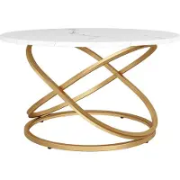 Vicco Table basse Calgary Blanc/Or 79.5x46cm avec une grande surface de travail, Model 41528
