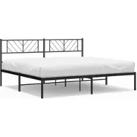 Syfax Cadre de lit métal sans matelas avec tête de lit noir 193x203cm