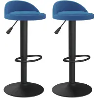 Syfax Tabourets de bar lot de 2 bleu velours