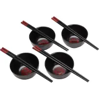 Excellent houseware Service à sushis 8 pièces , céramique/bambou, noir