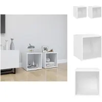 vidaXL Armoires TV 2 pcs. Blanc 37x35x37 cm Bois composite - Meubles TV