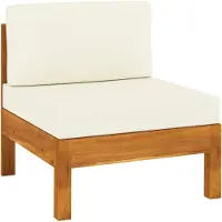 Syfax Canapé central avec coussins blanc crème Bois d'acacia solide