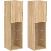 Sonstiges Meubles TV avec lumières LED 2 pcs chêne sonoma 30,5x30x102 cm