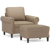 Syfax Fauteuil avec repose-pied Cappuccino 60 cm Similicuir
