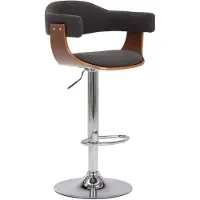 Syfax Tabourets de bar lot de 2 gris bois courbé et tissu