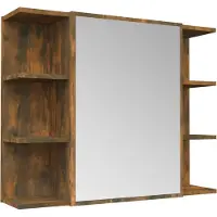 Syfax Armoire à miroir de salle de bain Chêne fumé 80x20,5x64 cm Bois