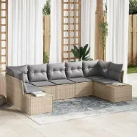 Prolenta Maison Exclusive - Ensemble de canapé de jardin, 7 pièces, en polyrotin beige