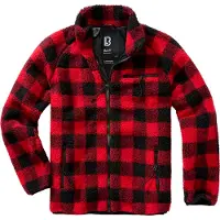 Brandit Veste homme moderne, fermeture éclair et velcro, rouge/noir