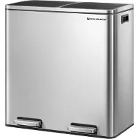 Songmics Poubelle Système de tri des déchets, avec 2 compartiments, 2 x 30 L, Cuisine