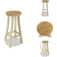 vidaXL Tabouret de bar en teck massif - Tabouret de bar