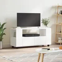 vidaXL Armoire TV Blanc 102x34,5x43 cm Bois composite - Armoire TV - Meubles TV - Support TV