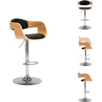 vidaXL Tabouret de bar noir bois courbé et similicuir - Tabouret de bar