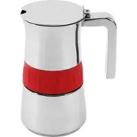 Big Buy Cooking PINTINOX ELEGANCE Cafetière espresso en acier inoxydable rouge, pour jusqu'à 10 tasses