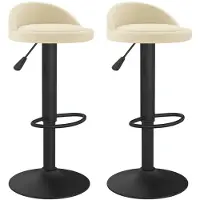 Syfax Tabourets de bar lot de 2 crème velours
