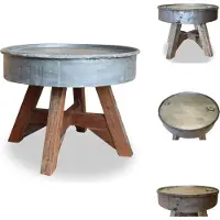 vidaXL Table basse en vieux bois massif 60 x 45 cm Argent - Tables basses