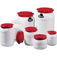 Curtec Fût à col large 26,0 l PE blanc avec couvercle rouge - 7026-61-046