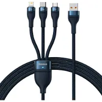 Baseus Câble Usb 3W1 Flash Series, Usb-C + Micro Usb + Lightning, 100W, 1.2M (Niebieski)