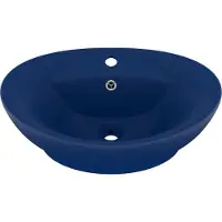 Syfax Lavabo ovale à trop-plein Bleu foncé mat 58,5x39 cm Céramique