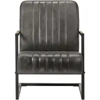 vidaXL Fauteuil cantilever Distressed Gris Cuir véritable